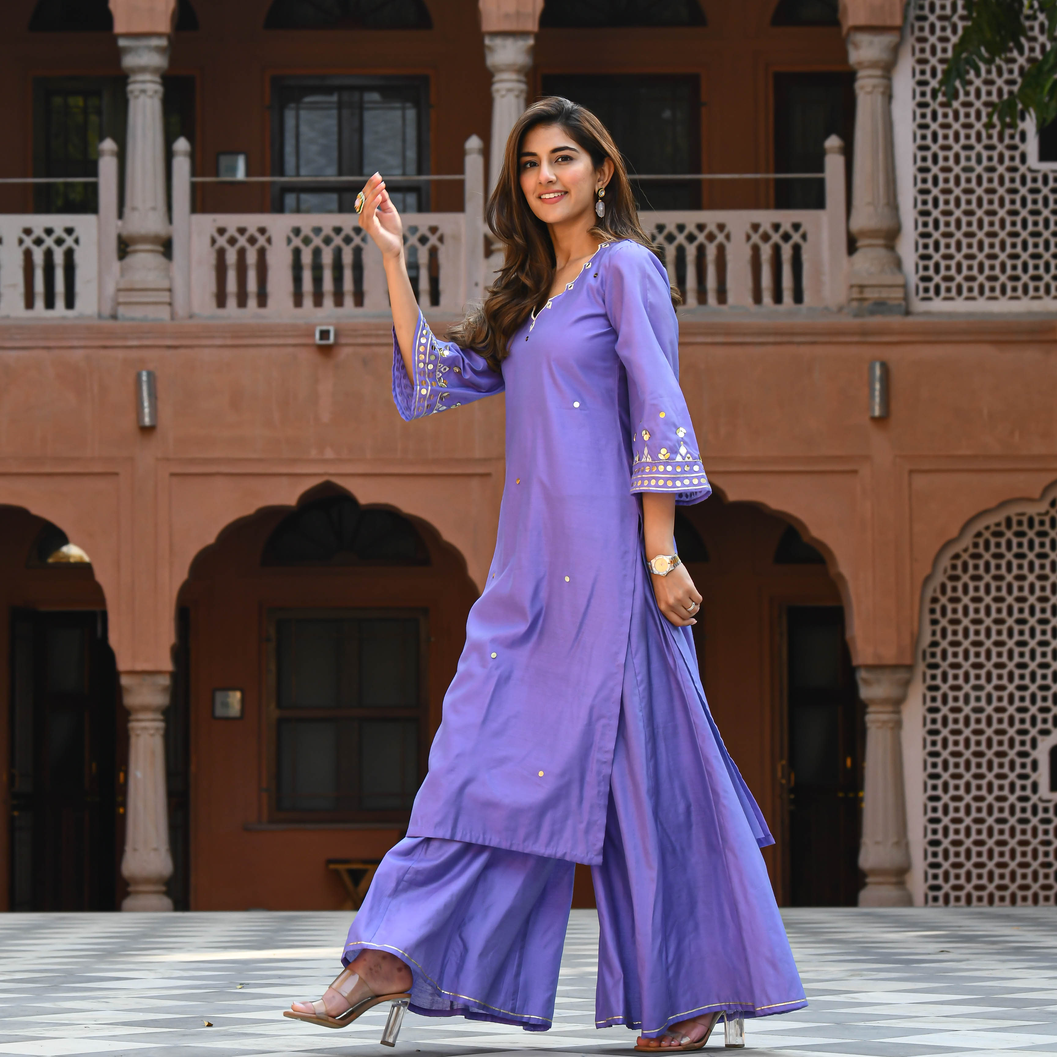 Purple Embroidered Kurta Pant Set For Women Online